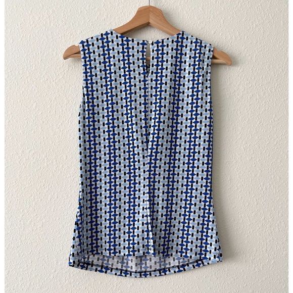 Calvin Klein Blue/White Geometric Sleeveless Blouse size XS - Picture 3 of 5